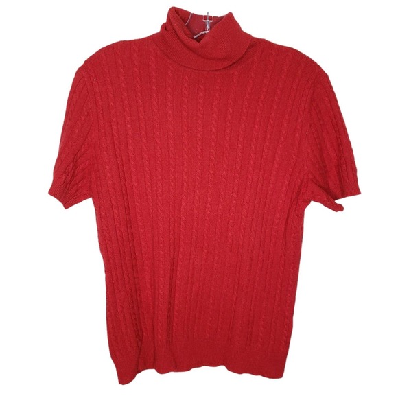 Ralph Lauren Sweaters - Ralph Lauren Golf Womens sz Lg turtle neck Cashmere Sweater short sleeve red